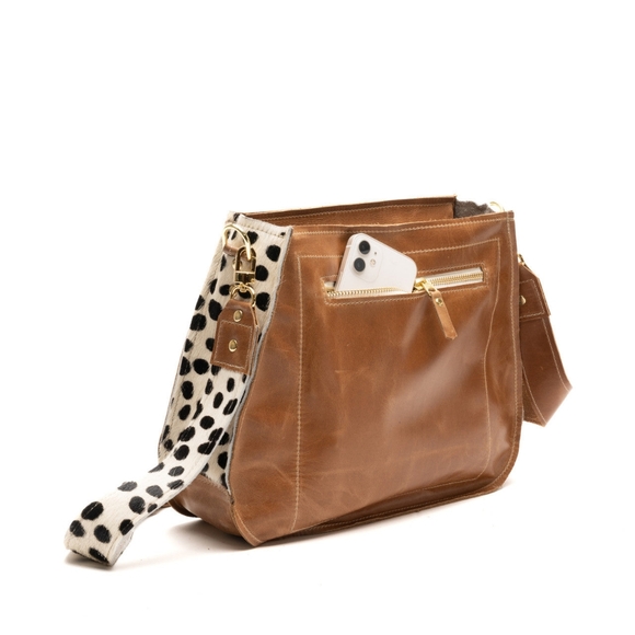 Alison Crossbody In Cognac Leather/ Cheetah - Picture 2 of 4